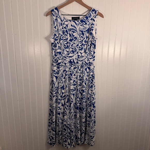 Perceptions Dresses & Skirts - Perceptions A-Line Sleeveless Formal Women’s White & Blue Midi Dress Size Medium